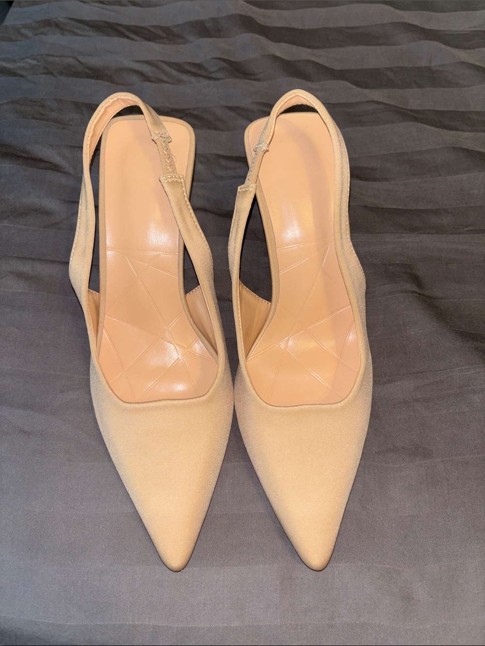 SHEIN Nude Pointed Toe Slingback Heels
